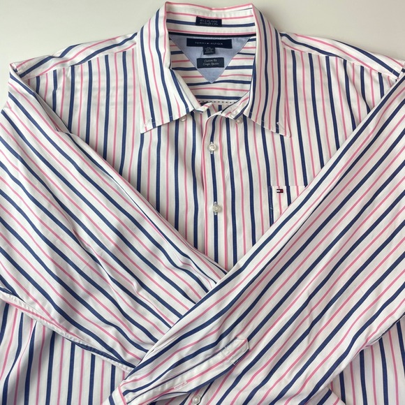Tommy Hilfiger Other - Tommy‎ Hilfiger Mens XXL Custom Fit Striped Button Down Shirt Pink Blue White